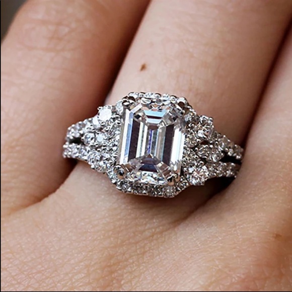 Jewelry - New Luxury Wedding Party 925 Silver Diamond Ring